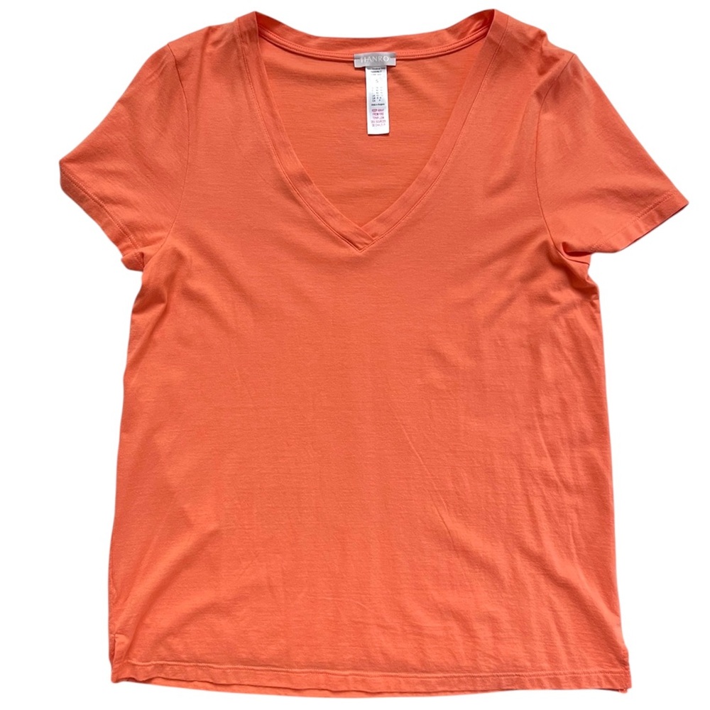 Hanro Orange V-Neck Short Sleeve Relaxed T-Shirt Small